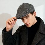 Newsboy Cap Factory - Herringbone Flat Ivy Wool Blend Tweed Cabbie Hat
