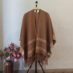 Shawl Supplier - Knitted Jacquard Plaid Blanket Dual-Use Solid Color Shawl
