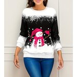 Sweatshirt Supplier - Wholesale Factory Snowman Print Women Pullover Sweatshirt