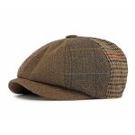 Flat Cap Supplier - British 8 Panel Herringbone Driving Cabbie Tweed Hat