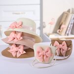 Sun Hat Set Supplier - Kids Breathable Lace Cap Bow Beach Two Piece Sets