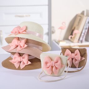 Sun Hat Set Supplier - Kids Breathable Lace Cap Bow Beach Two Piece Sets