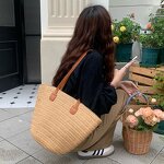 Straw Bag Manufacturer - Large Capacity Beach Shopping Woven Shoulder Bag