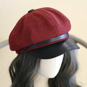 Newsboy Cap Factory - Fashion Women Striped Octagonal Beret Hat