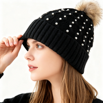 Knitted Beanie Supplier - Thick Slouchy Snow Knit Ski Cap with Pompom