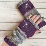 Fingerless Gloves Factory - Winter Knitted Thermal Patchwork Embroidered Mittens