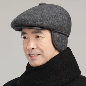 Flat Cap Supplier - Men Ivy Cap Retractable Invisible Earflap Beret Hat