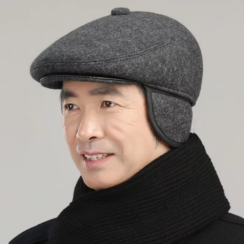 Flat Cap Supplier - Men Ivy Cap Retractable Invisible Earflap Beret Hat