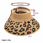 Straw Hat Factory - Women Summer Breathable Leopard Straw Foldable Hat