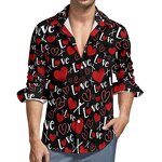 Hawaiian Shirt Supplier - Valentine Loose Fit Casual Hearts Print Shirt