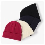 Beanie Cap Factory - 100% Cotton Knitted Hat Casual Bonnets Solid Color