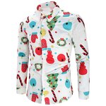 Christmas Shirt Manufacturer - Men Casual Snowflakes Santa Candy Printed Shirt
