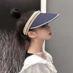 Sun Visor Manufacturer - Women Sun Visor Foldable Roll up Straw Hat Pearl