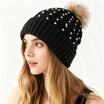 Knitted Beanie Supplier - Thick Slouchy Snow Knit Ski Cap with Pompom