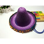 Sombrero Factory - Kids Mexican Party Pompom Straw Hat with Fixed Rope