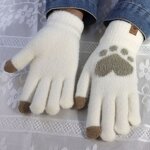 Winter Gloves Manufacturer - Cute Cat's Paw Full Finger Double Layer Knitted