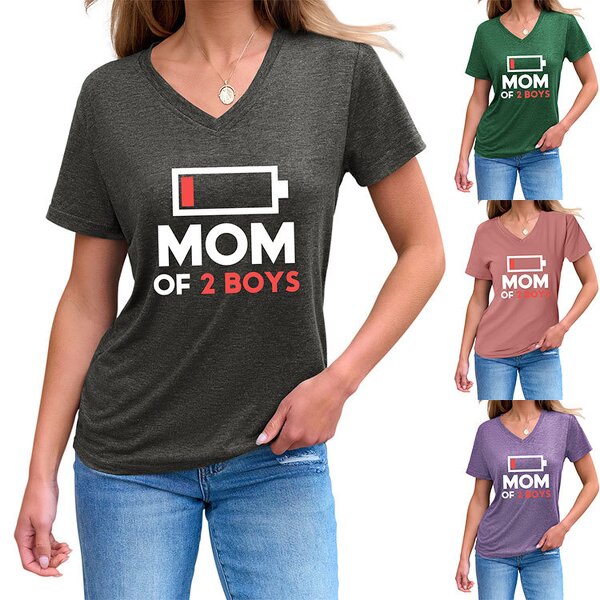T Shirt Factory - Women Graphic Mom Print Short Sleeve Mama Clothes Gift