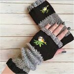 Fingerless Gloves Supplier - Winter Knitted Thermal Patchwork Mittens Touch Screen