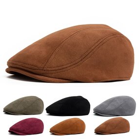 Newsboy Hat Factory - New Autumn Winter Vintage Suede Flat Top Beret Hat