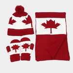 Knit Hat Set Factory - Canadian Themed Maple Leaf Scarf Gloves Set