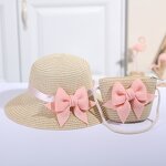 Sun Hat Set Supplier - Kids Breathable Lace Cap Bow Beach Two Piece Sets