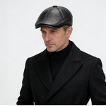 Flat Cap Supplier - Winter Men Driving Cap with Ear Flaps PU Tweed