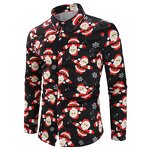 Christmas Shirt Manufacturer - Men Casual Snowflakes Santa Candy Printed Shirt