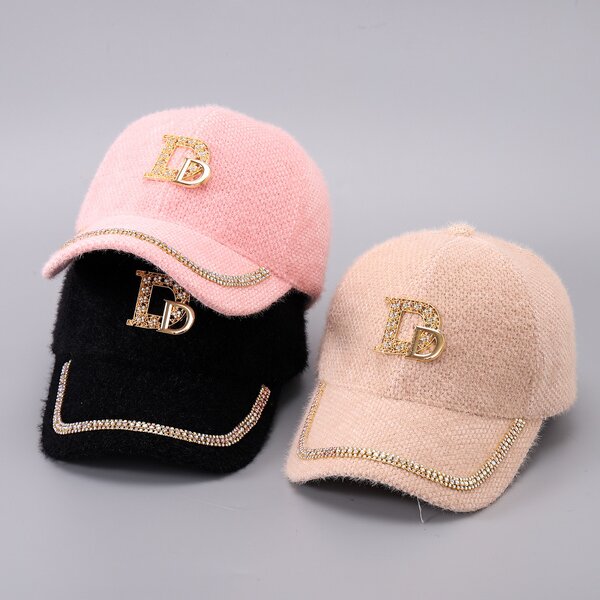 Baseball Cap Manufacturer - Fashion Mink Fur Rhinestone D Letter Hat
