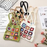 Shoulder Bag Manufacturer - Bohemian Crochet Granny Square Tote Bag Knitted