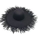 Straw Hat Factory - Women Tassel Straw Hat Wide Brim Foldable Summer