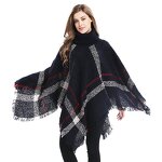 Poncho Manufacturer - Womens Dress Poncho Plaid Turtleneck Jumper Sweater
