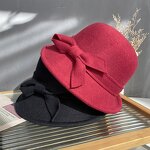 Fedora Hat Factory - Ladies Wool Felt Bucket Hat Vintage Cloche Bowler