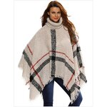 Poncho Manufacturer - Womens Dress Poncho Plaid Turtleneck Jumper Sweater