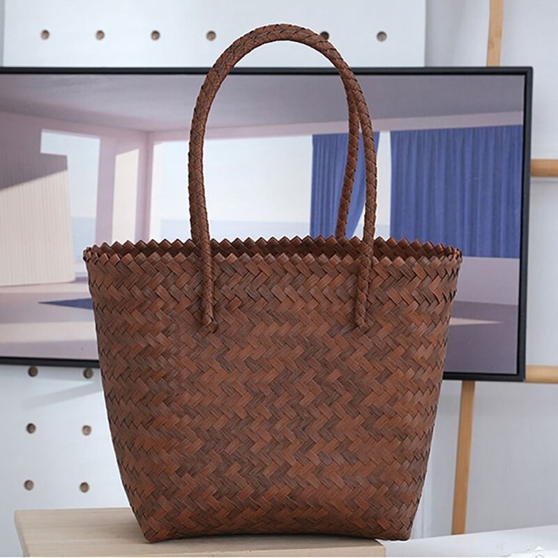 Tote Bag Supplier - Portable Imitation Bamboo Woven Large Capacity Bag