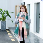 Scarf Supplier - Knitted Winter Women Plaid Warm Cashmere Square Shawl