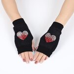 Fingerless Gloves Factory - Women Winter Mink Fur Rhinestone Fox Design Gloves