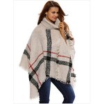Poncho Manufacturer - Womens Dress Poncho Plaid Turtleneck Jumper Sweater