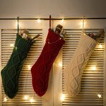 Christmas Stockings Supplier - Custom Embroidery Logo 18 Inches Knit Stockings