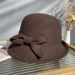 Fedora Hat Factory - Ladies Wool Felt Bucket Hat Vintage Cloche Bowler