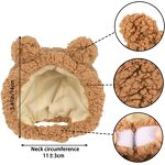 Pet Hat Supplier - Cute Cat Costume Warm Bear Hat Adjustable Soft Headwear