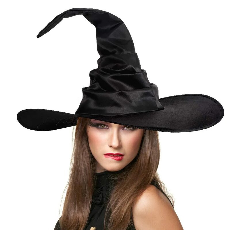 Witch Hat Supplier - Halloween Folds Wizard Black Hat Cosplay Costume Headgear