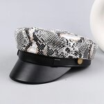 Beret Hat Supplier - Vintage Leopard Print PU Leather Flat Top Cap