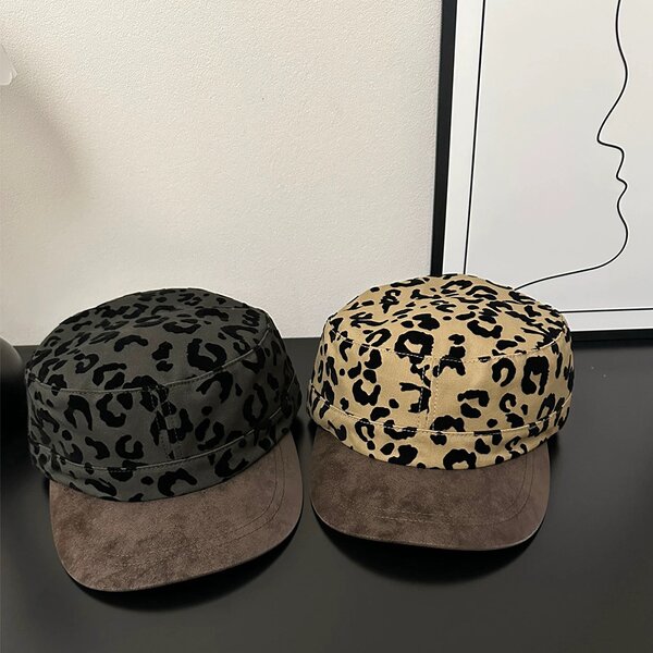 Baseball Hat Manufacturer - Women Suede Flat Top Leopard Pattern Snapback