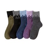 Women Socks Factory - Winter Cute Cat Animal Pattern Folk Thick Warm Socks