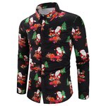 Christmas Shirt Manufacturer - Men Casual Snowflakes Santa Candy Printed Shirt