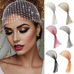 Head Scarf Factory - Fishnet Plaid Bling Rhinestone Hollow Out Head Scarf