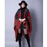 Poncho Manufacturer - Women Plaid Sweater Poncho Travel Imitation Cashmere