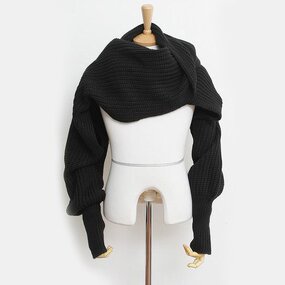Scarf Factory - Winter Warm Knitted Long Thick Shawl with Sleeve Wrap