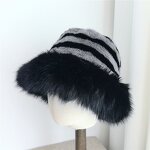 Bucket Hat Supplier - Fuzzy Stripped Bucket Hat for Women Outdoor
