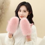 Mittens Supplier - 2025 Outdoor Luxury Fluffy Knitted Fur Winter Warm Mittens